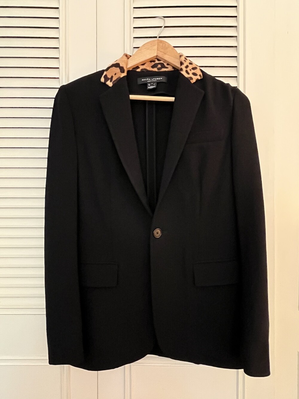 Ralph Lauren Black Label Wool Blazer Cowhide Collar 4 Made Italy